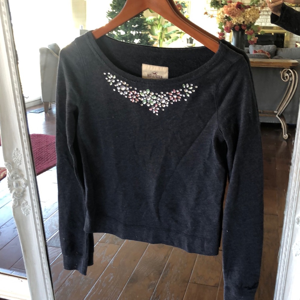 Hollister grey sparkle sweatshirt size XS juniors